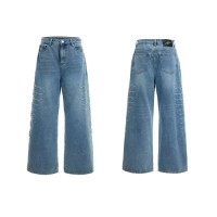 Mens embroidered vintage blue jeans