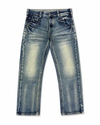 Mens vintage heavy-washed water buffalo denim pants