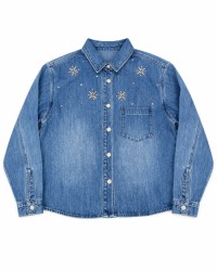 Womens heavy-duty beaded denim shirt